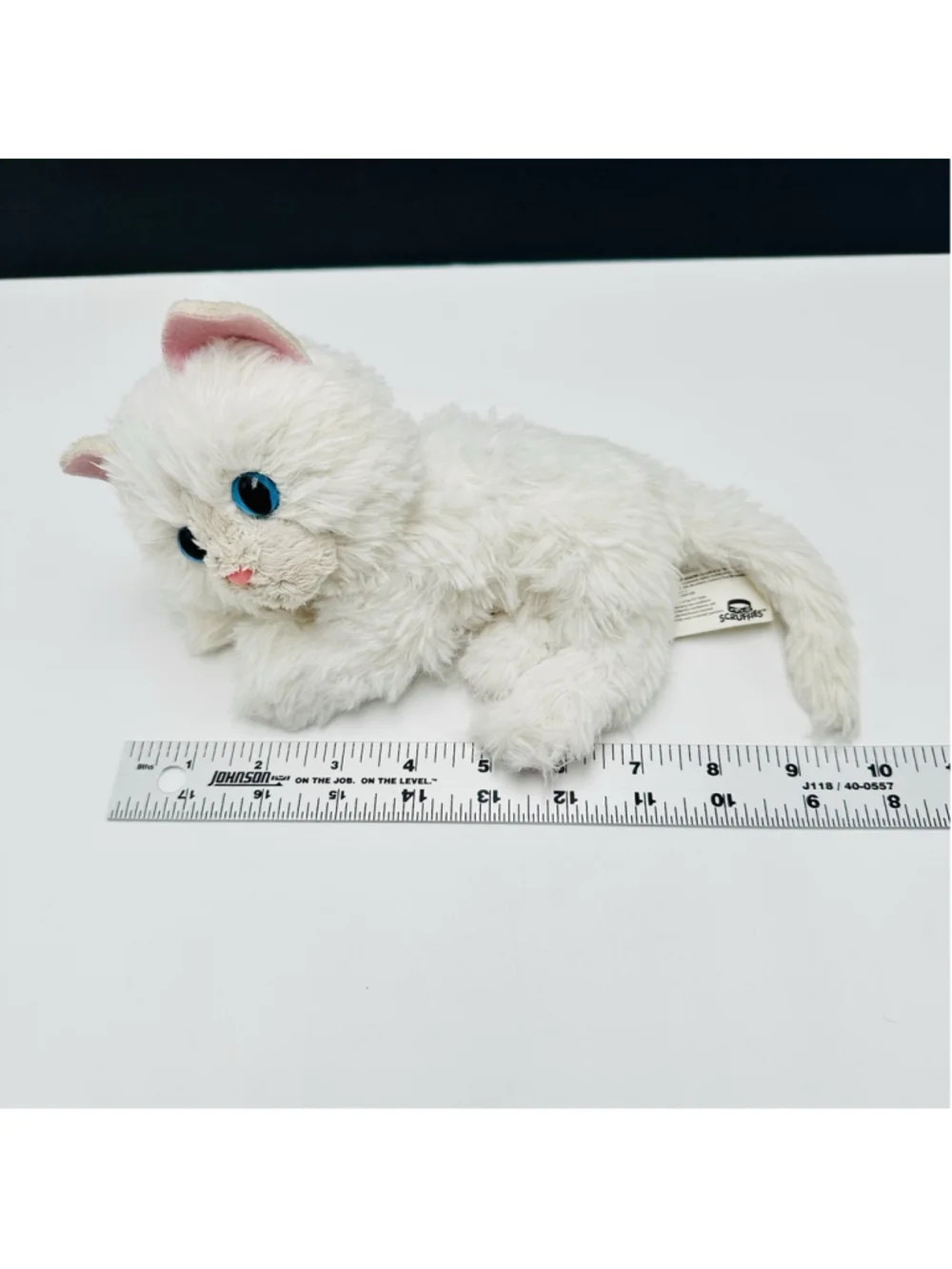 Scruffies White Kitty Chloe Laying Meows Purrs Plush Animagic 8” Toy Cat Kitten